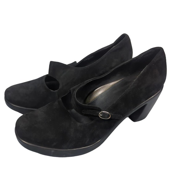 Dansko Shoes - Dansko Womens TARA Mary Jane Heels Suede Leather Black Size 8.5